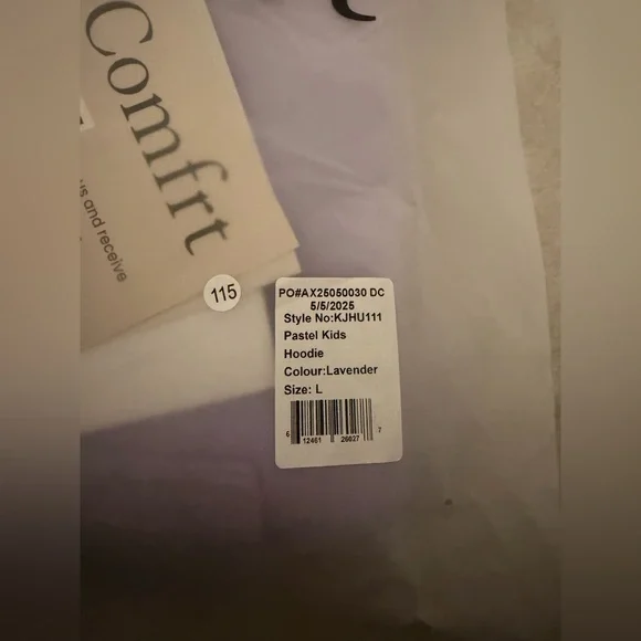 NEW COMFRT KIDS HOODIE TOP L LARGE LAVENDER - Picture 6 of 6